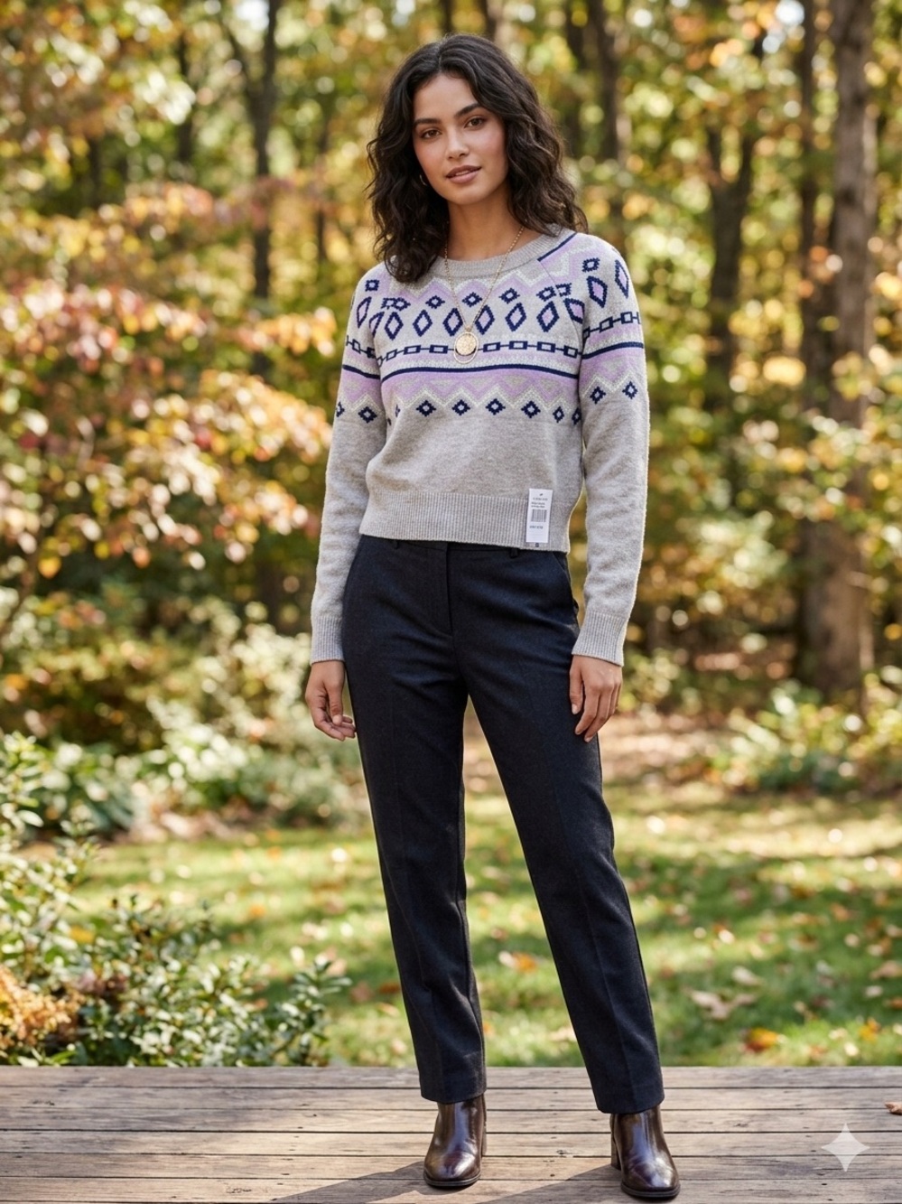 NWT Vigoss Girls Heather Grey Flair Cropped Crewneck Sweater Size Large